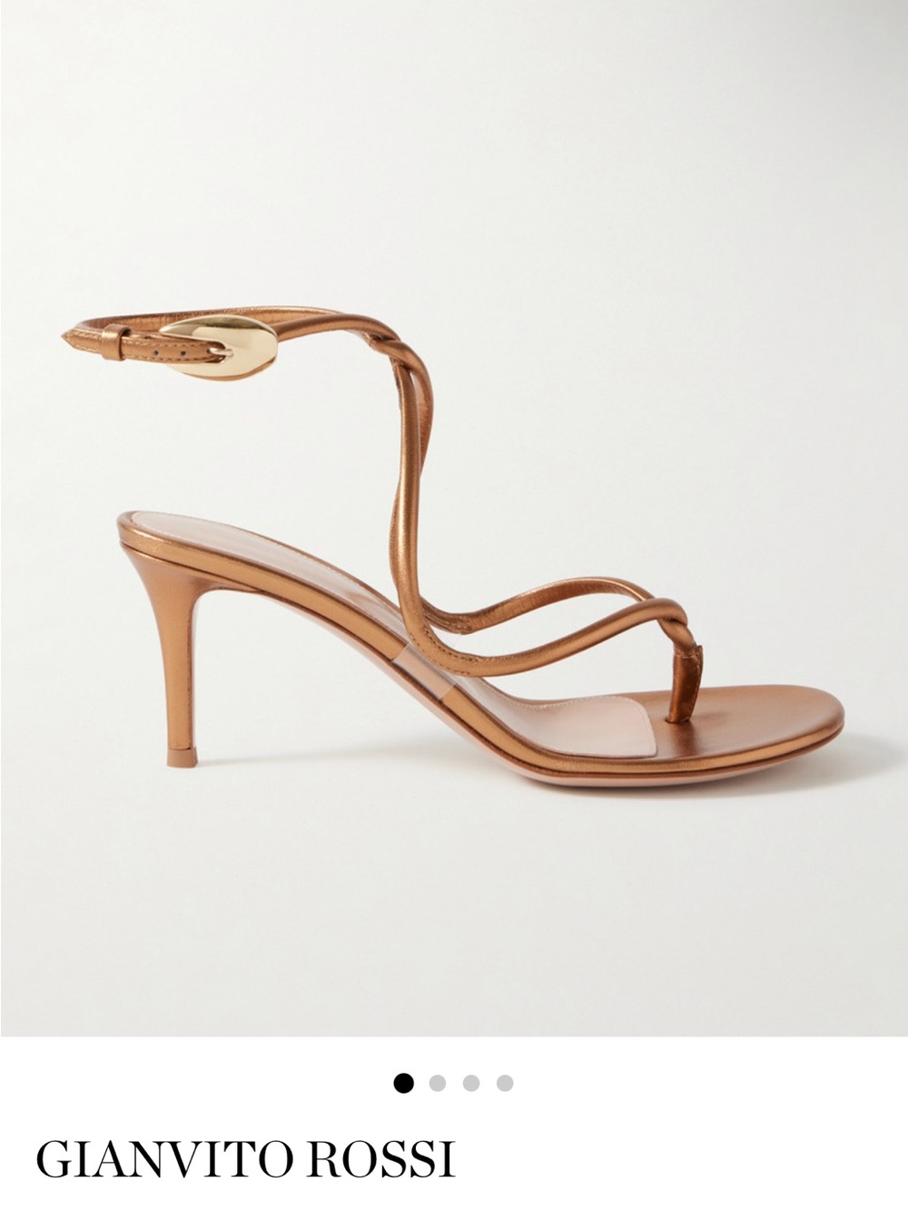 Gianvito Rossi Metallic Bronze Strappy Ankle-Heel Sandal